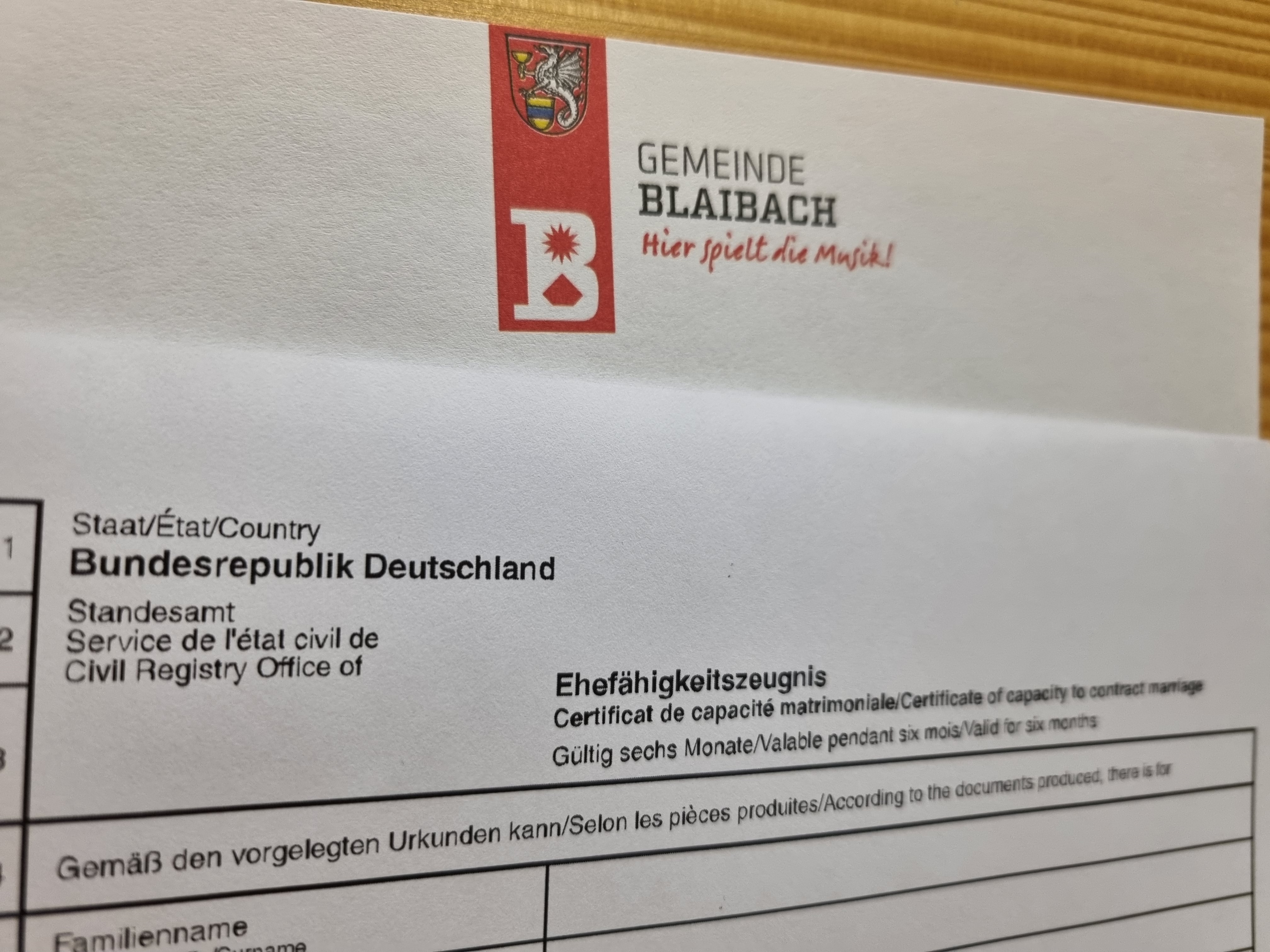 Ehefähigkeitszeugnis